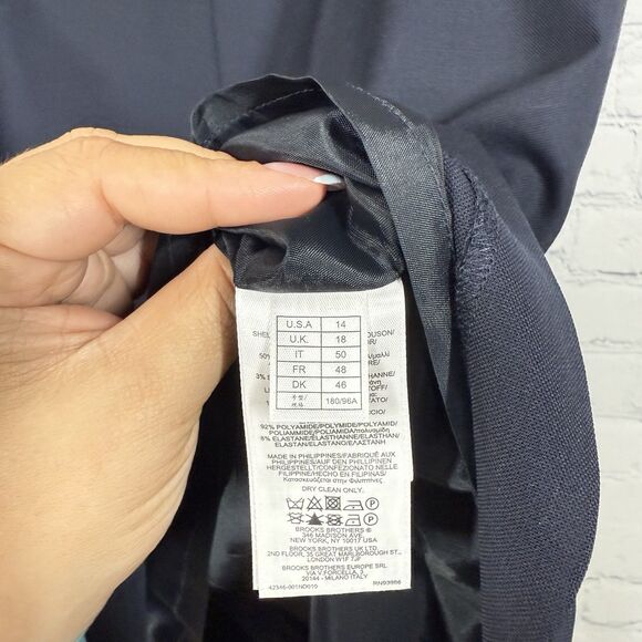 Brooks Brothers Midi Shift Dress Women Large Navy Blue Preppy Quiet Luxury Offic - Picture 6 of 16